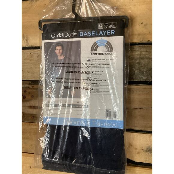 Cuddl Duds Men’s Long Sleeve Crew Waffle Thermal Indigo XXLT - Picture 3 of 3